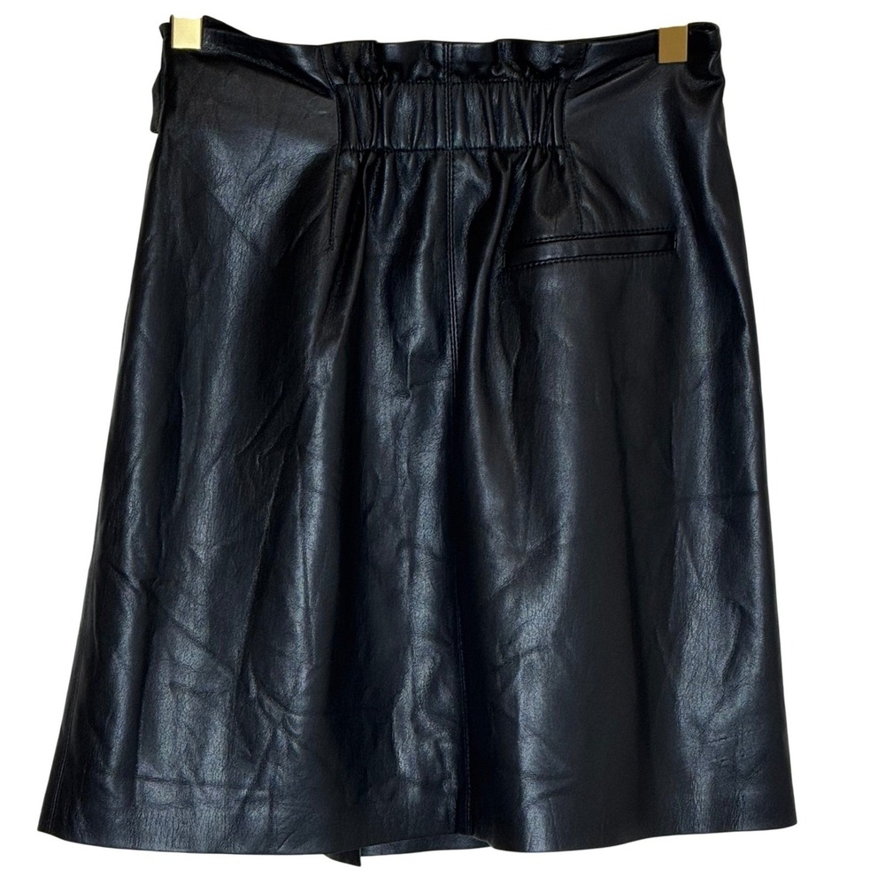 Nanushka Vegan Leather Wrap Skirt Black Tie Waist Above Knee Size Medium - Picture 9 of 9
